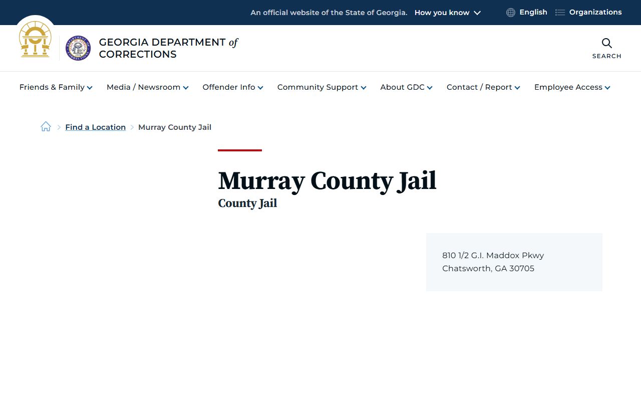 Murray County arrest records GDC Murray County Jail location