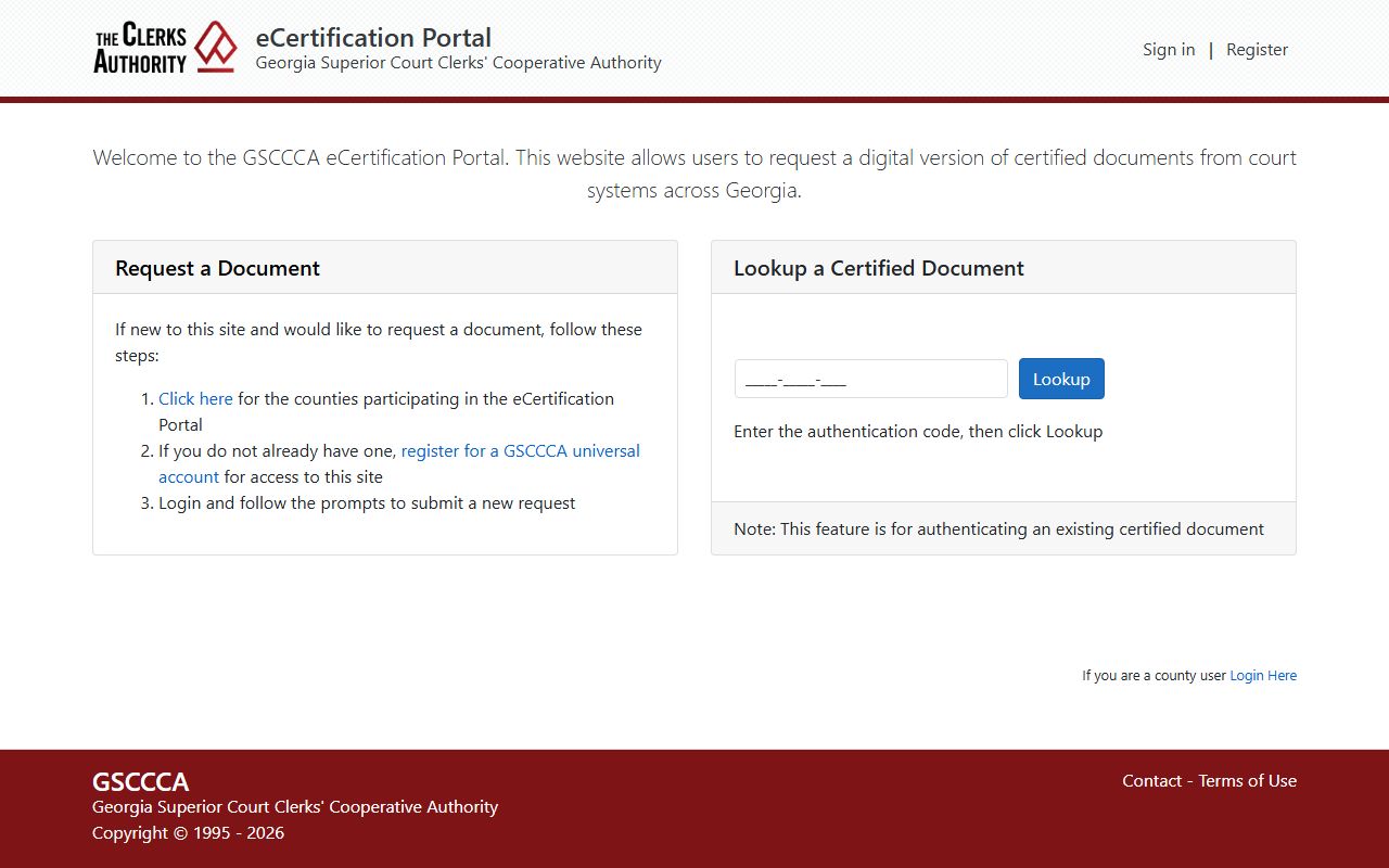Murray County court records GSCCCA eCertification portal