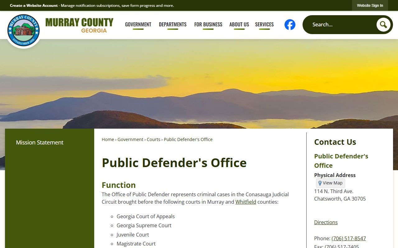 Murray County criminal court records Public Defender information