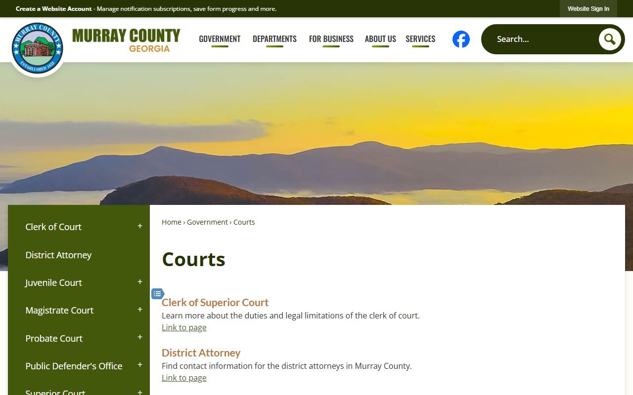 Murray County court records courts landing page