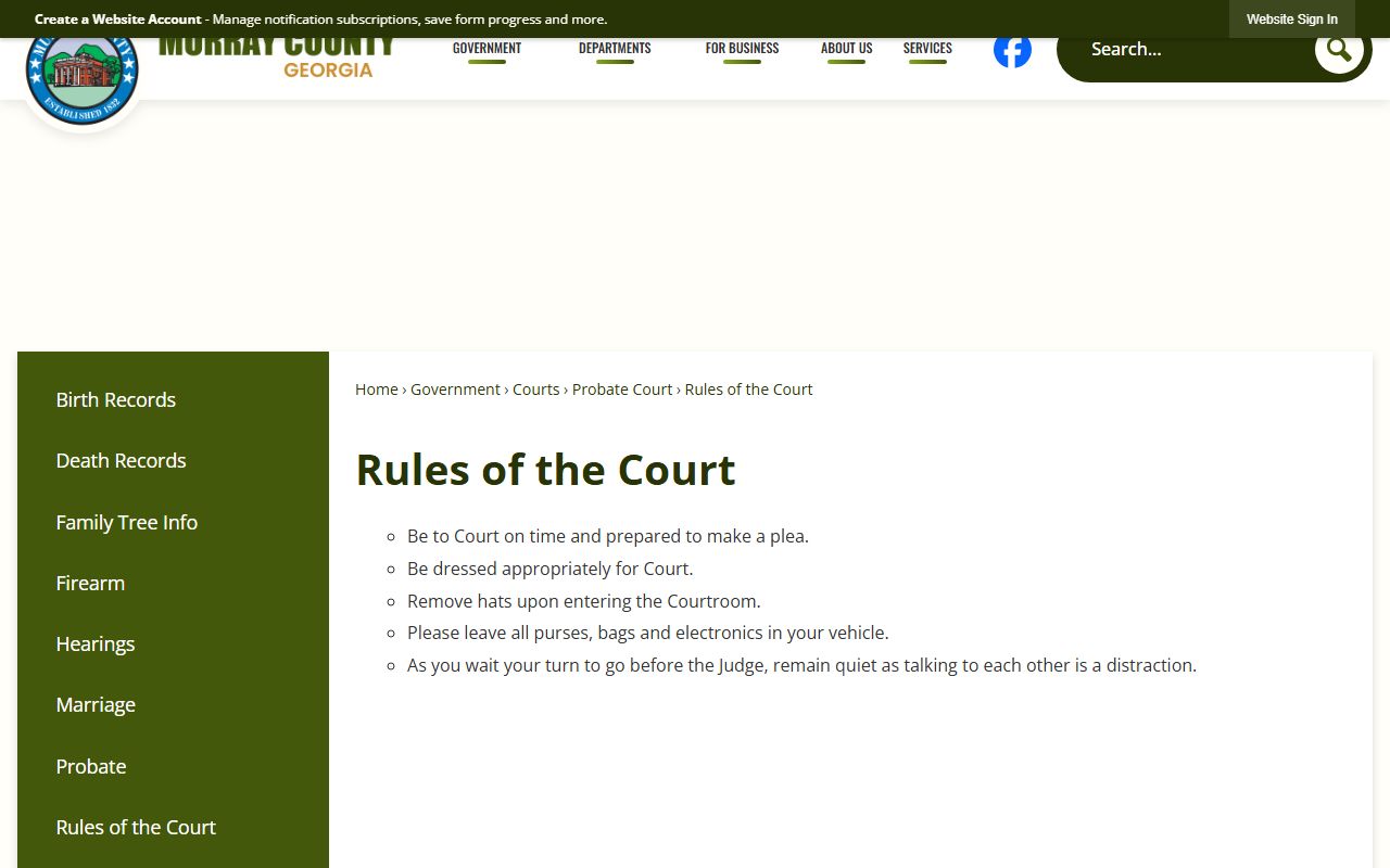 Murray County probate records Probate Court rules page