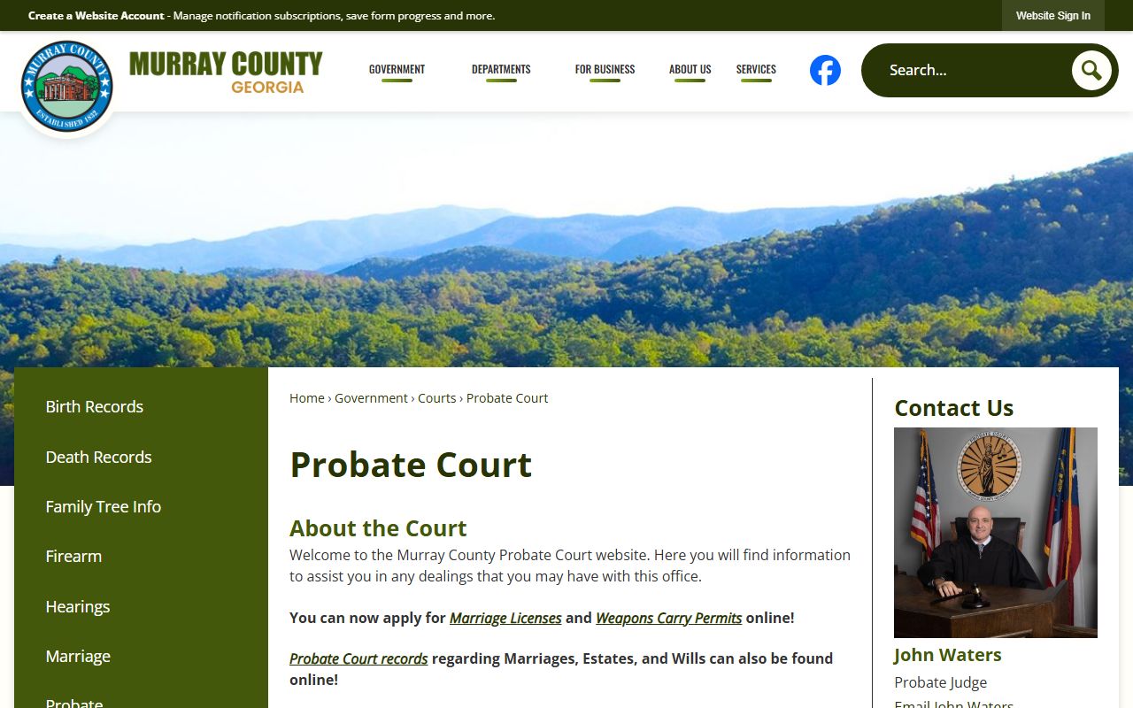 Murray County probate records Probate Court page