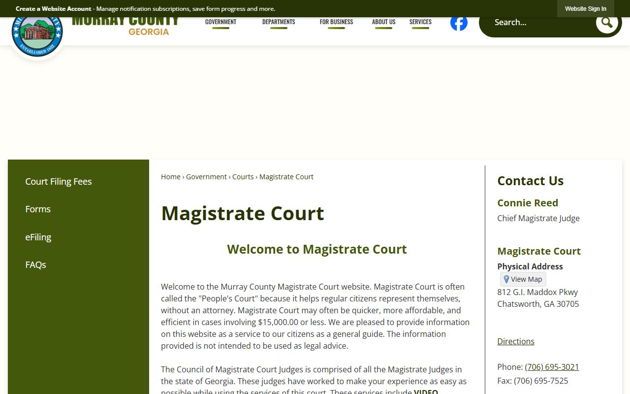 Murray County warrant records Magistrate Court page